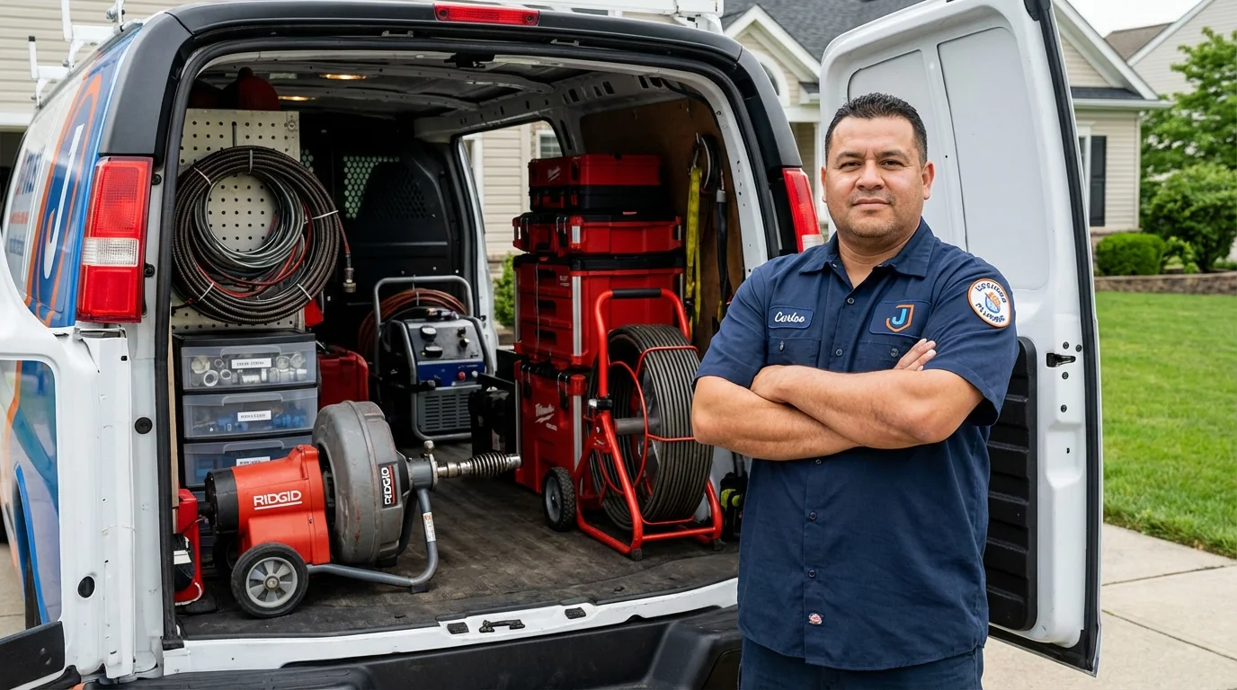 Professional drain cleaning equipment and Johns Plumbing LLC plumber in Pampa