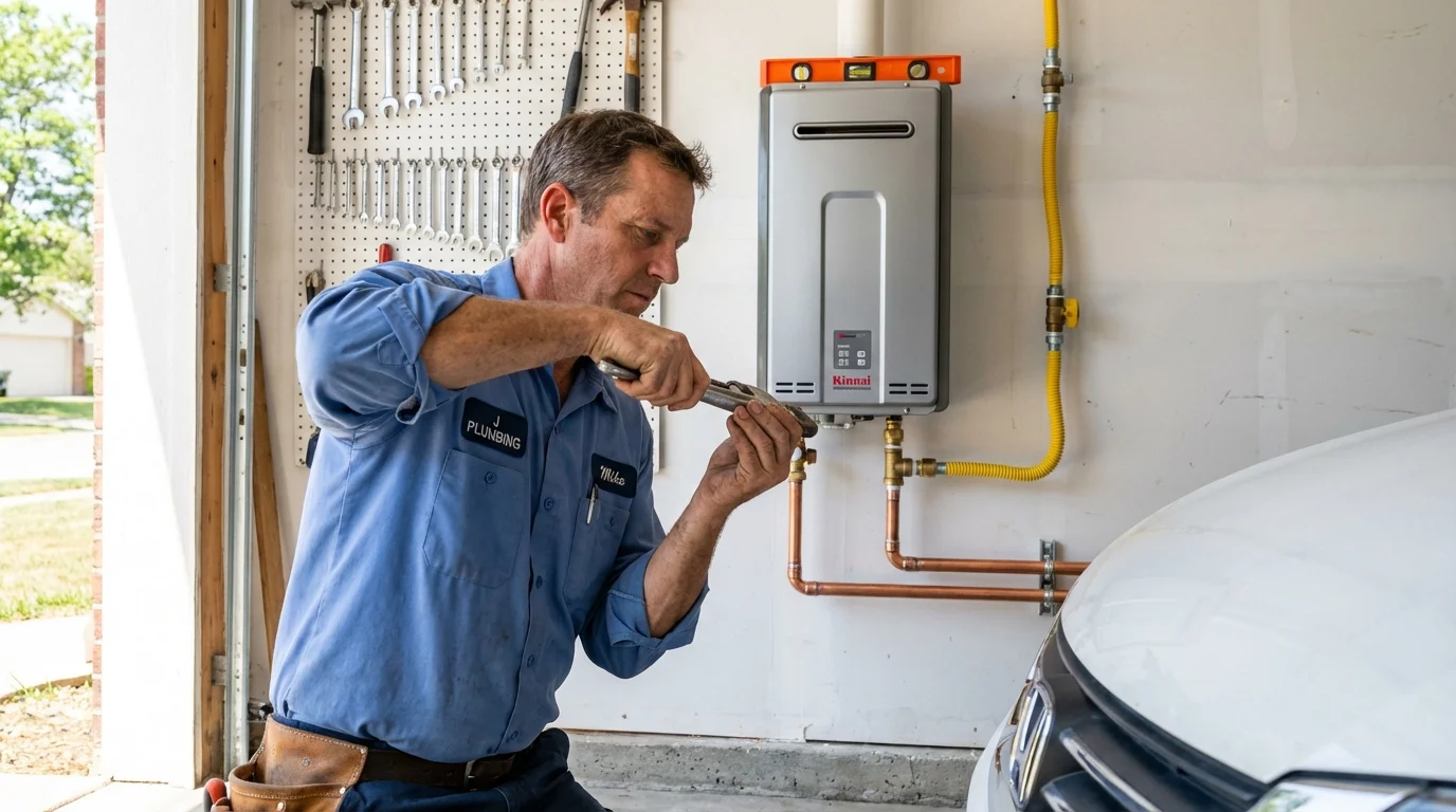 Tankless water heater installation by a Johns Plumbing LLC plumber in Pampa
